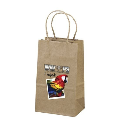 Full Color Brown Kraft Custom Shopping Bag - 6,3 "wx 8,25 " hx 3,25 "d