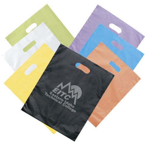 Die Cut Handle Frosted Promotional Plastic Bag - 12 "wx 15 " hx 3 "d