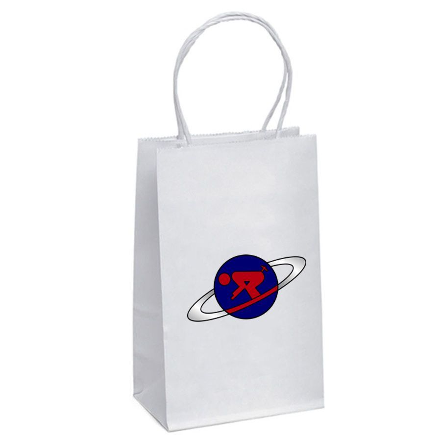 Προσαρμοσμένη πλήρης τσάντα αγορών από χαρτί Kraft Paper White - 6 "W x 8,5 " H x 2,5 "D