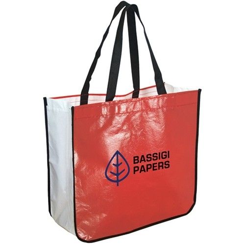 Ανακυκλωμένη πλαστικοποιημένη μη υφασμένη τσάντα προσαρμοσμένης τσάντας 16.25 "wx 14.5 " hx 6.75 "d