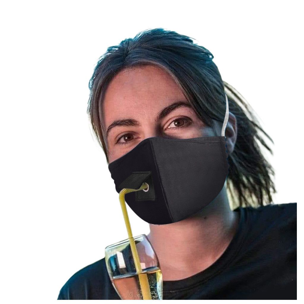Πλήρης έγχρωμη μάσκα προσώπου με 2 στρώσεις για αναπνοή με ύφασμα με ποτήρι άχυρο