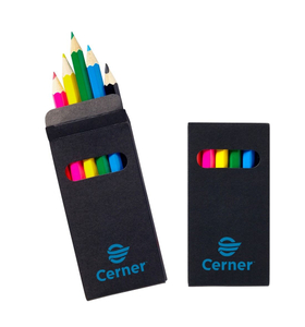 Ξύλινο χρωματιστό προσαρμοσμένο σετ μολυβιών 6 συσκευασιών με μαύρο κουτί